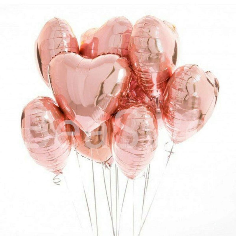 AnnoDeel 20 pcs Rose Gold Heart Balloons, 18inch Heart shaped foil Love Balloons for Wedding Decoration Party Balloon Birthday - Image 1